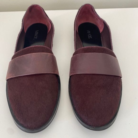 VINCE Mason (Maxon) Maroon Calf Hair Flats - Picture 5 of 16